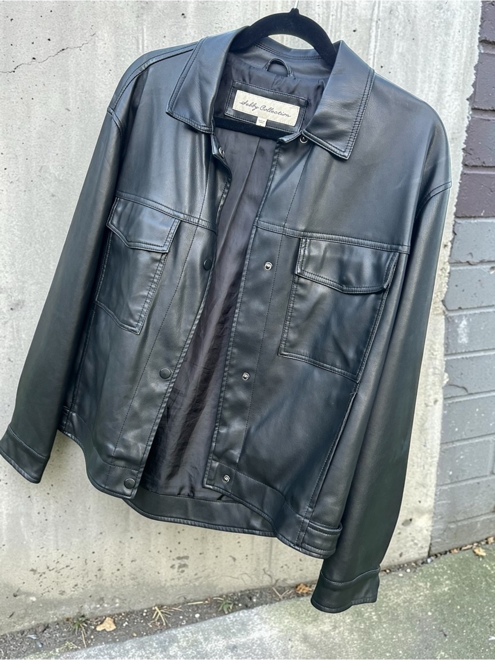 Black Vegan Leather Jacket
Soft Shell Button-Front Coat